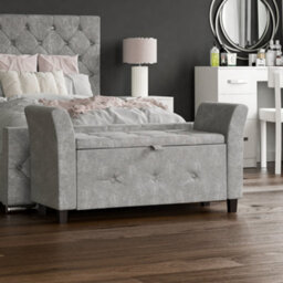 Lassic Vida Designs Seville Storage Ottoman Crushed Velvet Silver Storage Bench Chest Bedroom Living Room 