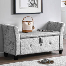 Lassic Vida Designs Seville Storage Ottoman Crushed Velvet Silver Storage Bench Chest Bedroom Living Room  - thumbnail 3
