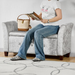 Lassic Vida Designs Seville Storage Ottoman Crushed Velvet Silver Storage Bench Chest Bedroom Living Room  - thumbnail 2