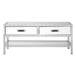 Orsina Stainless-Steel Modern Coffee Table, Coffee Table With Storage, Industrial Style Storage Coffee Table - thumbnail 6