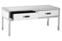 Orsina Stainless-Steel Modern Coffee Table, Coffee Table With Storage, Industrial Style Storage Coffee Table - thumbnail 3