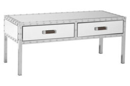 Orsina Stainless-Steel Modern Coffee Table, Coffee Table With Storage, Industrial Style Storage Coffee Table - thumbnail 2