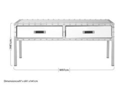 Orsina Stainless-Steel Modern Coffee Table, Coffee Table With Storage, Industrial Style Storage Coffee Table - thumbnail 5