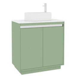 Royal Bathrooms Orion 800mm Mint Sage Floor Standing Plain White Countertop Vanity Unit 2 Door With Peak Basin & Chrome Accent Trim - thumbnail 6