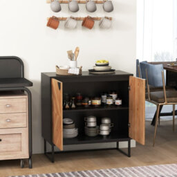 Costway Sideboard Buffet Cabinet 2-Door Accent Cabinet With Storage Shelf-Black - thumbnail 8