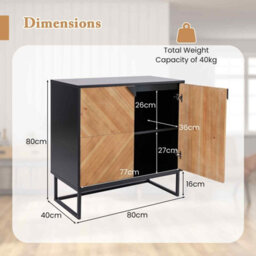 Costway Sideboard Buffet Cabinet 2-Door Accent Cabinet With Storage Shelf-Black - thumbnail 9