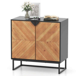 Costway Sideboard Buffet Cabinet 2-Door Accent Cabinet With Storage Shelf-Black - thumbnail 1