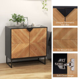 Costway Sideboard Buffet Cabinet 2-Door Accent Cabinet With Storage Shelf-Black - thumbnail 2