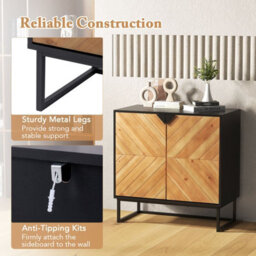 Costway Sideboard Buffet Cabinet 2-Door Accent Cabinet With Storage Shelf-Black - thumbnail 3