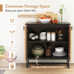 Costway Sideboard Buffet Cabinet 2-Door Accent Cabinet With Storage Shelf-Black - thumbnail 4