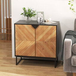 Costway Sideboard Buffet Cabinet 2-Door Accent Cabinet With Storage Shelf-Black - thumbnail 5