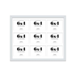 20X16 Inch 9 Opening Photo Collage Frame, Display Nine 6X4 Inch Photos, Multi Aperture Family Picture Frame, Light Grey - thumbnail 2