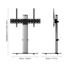 "Avf Eno 60Cm Pedestal Tv Stand, For Tvs 32-55"" - Silver & Black Glass" - thumbnail 4