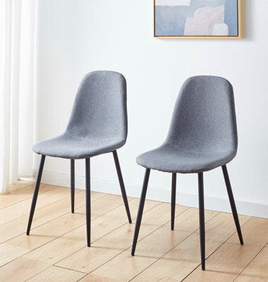 Hallowood Furniture Cullompton Dark Grey Fabric Dining Chair With Black Legs X 2 - image 1