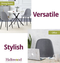 Hallowood Furniture Cullompton Dark Grey Fabric Dining Chair With Black Legs X 2 - thumbnail 6