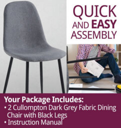 Hallowood Furniture Cullompton Dark Grey Fabric Dining Chair With Black Legs X 2 - thumbnail 7