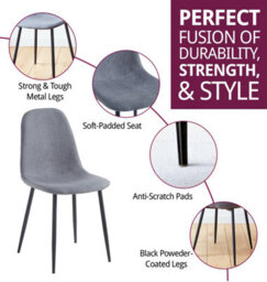 Hallowood Furniture Cullompton Dark Grey Fabric Dining Chair With Black Legs X 2 - thumbnail 2