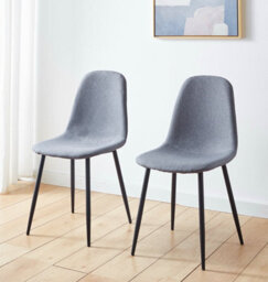 Hallowood Furniture Cullompton Dark Grey Fabric Dining Chair With Black Legs X 2 - thumbnail 1