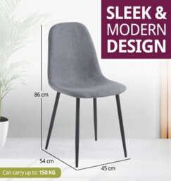 Hallowood Furniture Cullompton Dark Grey Fabric Dining Chair With Black Legs X 2 - thumbnail 3