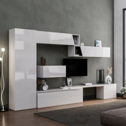 Decorotika Southsea Moduler Modern Tv Unit Wall Mount Customizable Layout High Gloss White - thumbnail 2