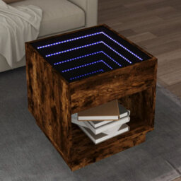 Berkfield Coffee Table With Infinity Led Smoked Oak 50X50X50 Cm - thumbnail 1