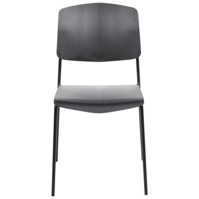 Beliani Set Of 2 Black Contemporary Armless Dining Chairs - Compact, Stain-Resistant Synthetic Seats, Iron Frame - image 1