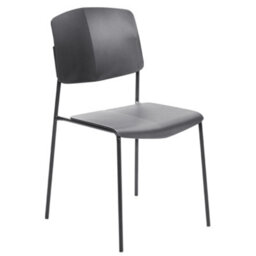 Beliani Set Of 2 Black Contemporary Armless Dining Chairs - Compact, Stain-Resistant Synthetic Seats, Iron Frame - thumbnail 5