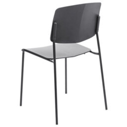 Beliani Set Of 2 Black Contemporary Armless Dining Chairs - Compact, Stain-Resistant Synthetic Seats, Iron Frame - thumbnail 6