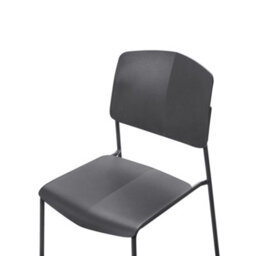 Beliani Set Of 2 Black Contemporary Armless Dining Chairs - Compact, Stain-Resistant Synthetic Seats, Iron Frame - thumbnail 7