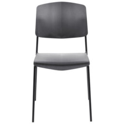 Beliani Set Of 2 Black Contemporary Armless Dining Chairs - Compact, Stain-Resistant Synthetic Seats, Iron Frame - thumbnail 1