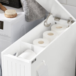Sobuy Bzr111-W, Narrow Bathroom Cabinet Storage Cabinet Toilet Paper Roll Holder,white,w60Xd20Xh75 - thumbnail 7
