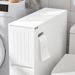 Sobuy Bzr111-W, Narrow Bathroom Cabinet Storage Cabinet Toilet Paper Roll Holder,white,w60Xd20Xh75 - thumbnail 6