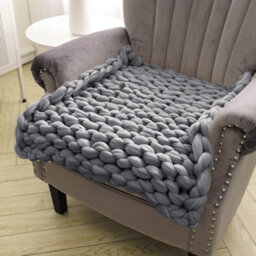 Living And Home Grey Soft Chunky Knitted Throw Blanket Sofa Bed Blanket Handwoven Home Decor 60Cm L X 60Cm W - thumbnail 3