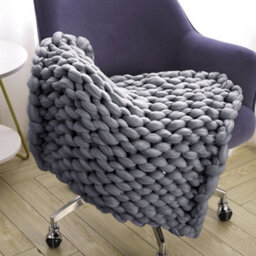 Living And Home Grey Soft Chunky Knitted Throw Blanket Sofa Bed Blanket Handwoven Home Decor 60Cm L X 60Cm W - thumbnail 2