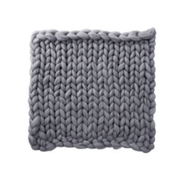 Living And Home Grey Soft Chunky Knitted Throw Blanket Sofa Bed Blanket Handwoven Home Decor 60Cm L X 60Cm W - thumbnail 4