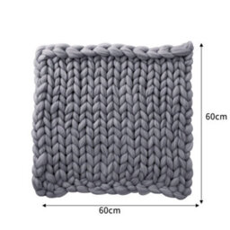 Living And Home Grey Soft Chunky Knitted Throw Blanket Sofa Bed Blanket Handwoven Home Decor 60Cm L X 60Cm W - thumbnail 5