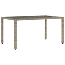 Berkfield Garden Table With Glass Top Grey 150X90X75 Cm Poly Rattan - thumbnail 6