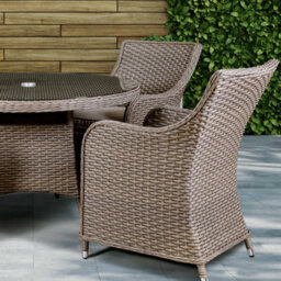 Dellonda Chester 5 Piece Rattan Garden Furniture Dining Set, Glass Table, Brown - thumbnail 5