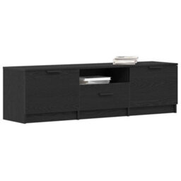Berkfield Tv Cabinet - Black Oak - 140X35X40 Cm - Made Of Engineered Wood - thumbnail 3