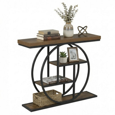 4 Tier Console Table 105Cm Entryway Table W/ Storage Shelves - image 1