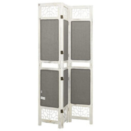 Berkfield Elegant 3-Panel Room Divider Grey 105X165 Cm Fabric - thumbnail 4