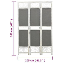 Berkfield Elegant 3-Panel Room Divider Grey 105X165 Cm Fabric - thumbnail 7