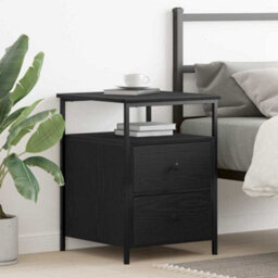 Walplus Bedside Cabinet With Drawer Black Oak 44 X 45 X 60 Cm