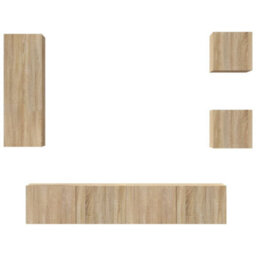 Berkfield Classic 5 Piece Tv Cabinet Set Sonoma Oak Engineered Wood - thumbnail 1