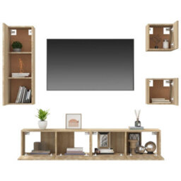 Berkfield Classic 5 Piece Tv Cabinet Set Sonoma Oak Engineered Wood - thumbnail 5
