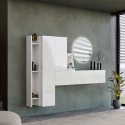 Decorotika Linz Moduler Modern Tv Unit Wall Mount Customizable Layout High Gloss White - thumbnail 2