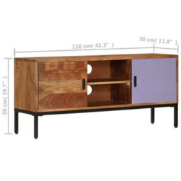 Berkfield Tv Cabinet Honey Brown And Grey 110X30X50 Cm Solid Wood Acacia - thumbnail 9