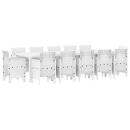 Berkfield Garden Dining Set 13 Pcs White Poly Rattan - thumbnail 2