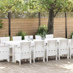 Berkfield Garden Dining Set 13 Pcs White Poly Rattan