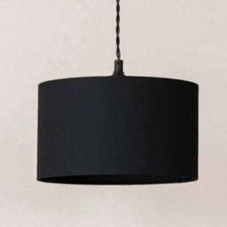 Valuelights Reni Black Fabric Drum Shade 3 Drop Bar Matte Black Diner Ceiling Pendant Light - thumbnail 3